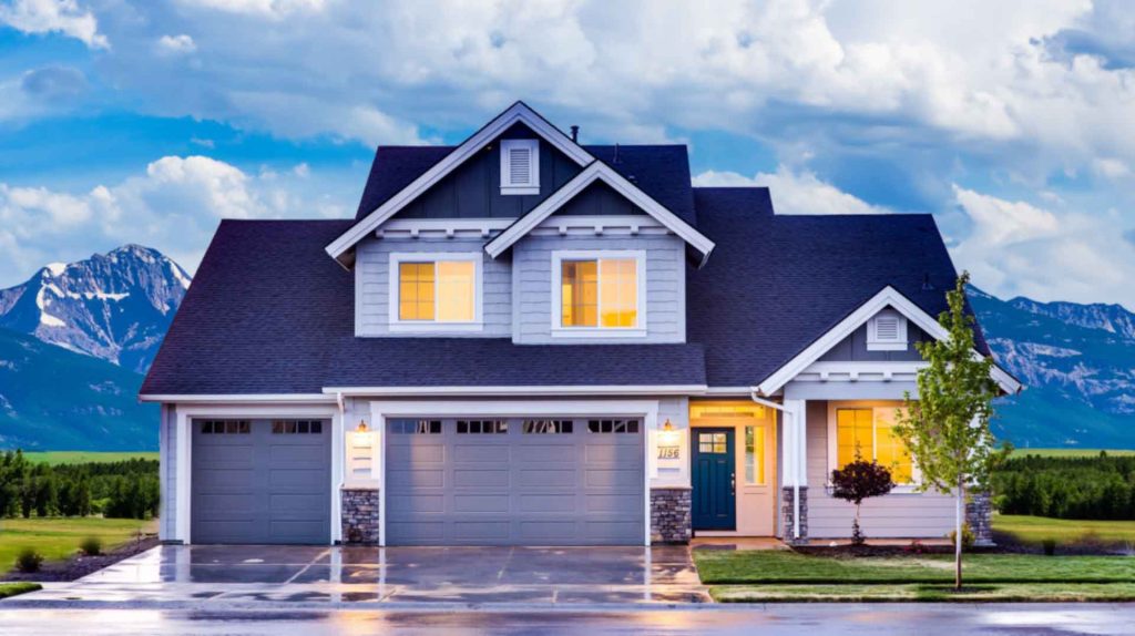 electric lights on inside a Montana residential house