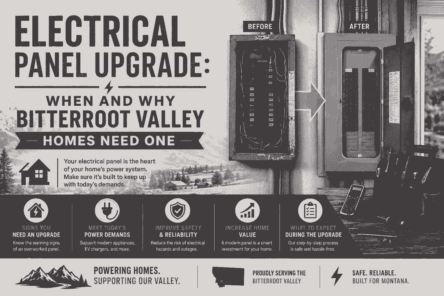 Electrical panel upgrade for a Bitterroot Valley home by a licensed electrician