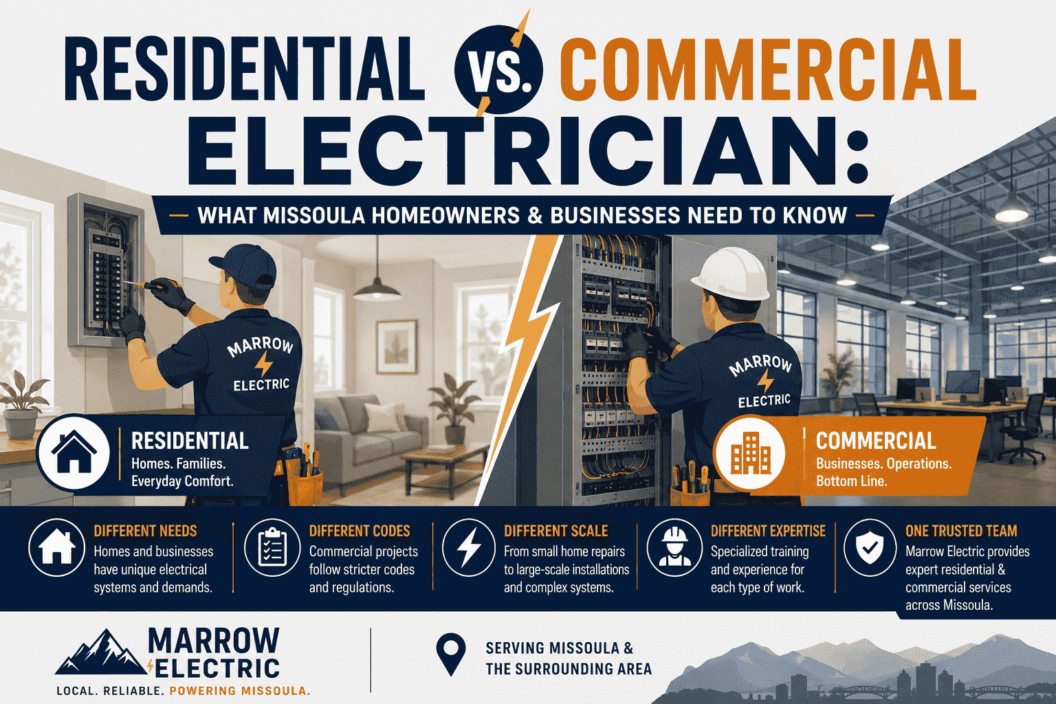 Residential and commercial electrician working on electrical systems in Missoula, MT
