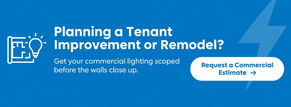 Get your commercial lighting scoped before the walls close up
