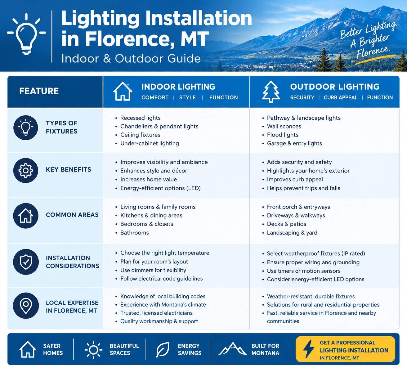 High-bay LED lighting installed in a rural Montana workshop